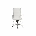 Homeroots 26.38 x 25.60 x 45.08 in. High Back Office Chair with Chromed Steel Base, White 370522